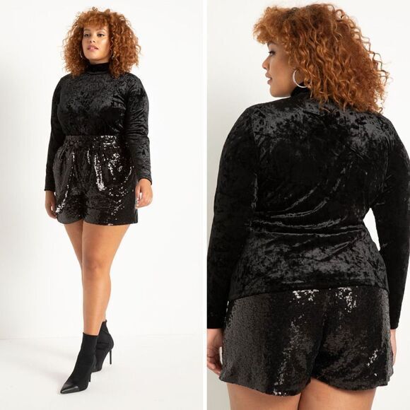 NEW Eloquii Crushed Velvet Mock Neck Top in red,‎ 18/20 - Picture 15 of 16